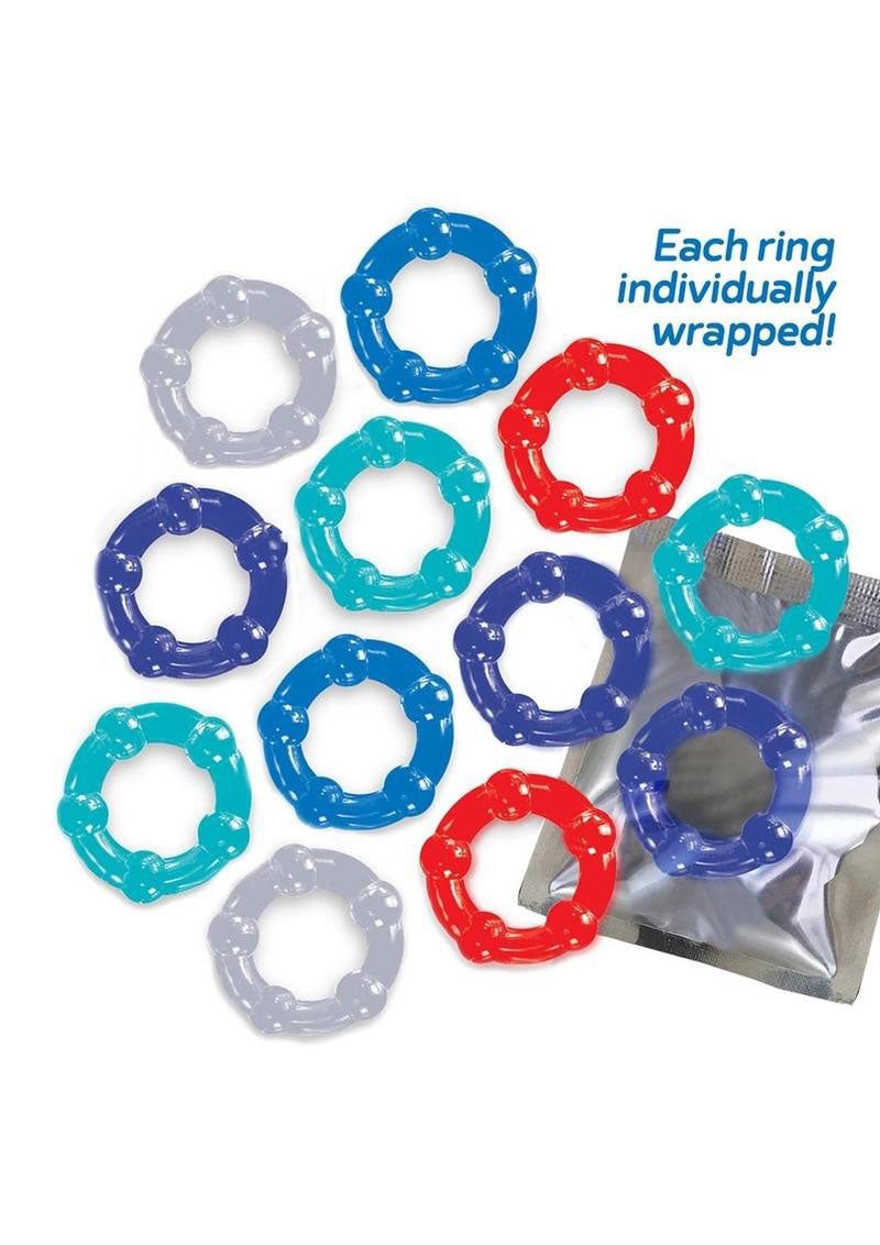 "The 9's - Baller Dozen Beaded - 12 Pc Cock Ring Set IC2698"