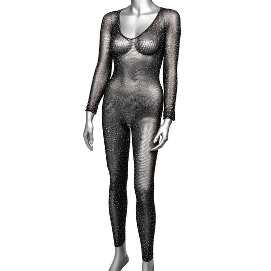"Radiance Crotchless Full Body Suit - Queen - Black SE3002363"