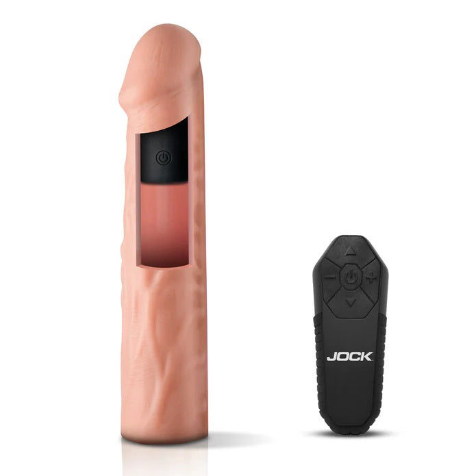 "Jock Vibrating Penis Extension with Remote - Light CN1019-LIGHT"